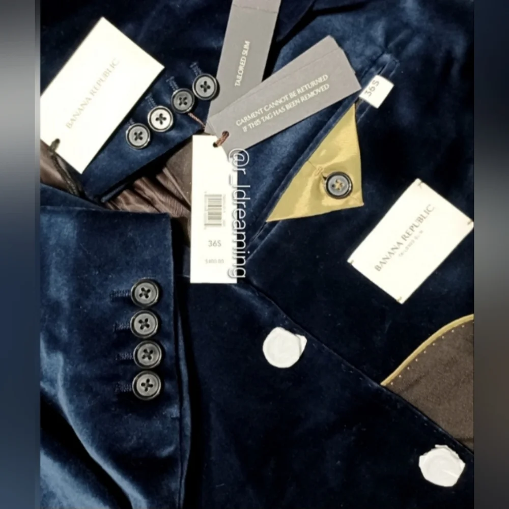 NWT Banana Republic Horizon Blue Men's Deep Blue Velvet Blazer Size 36R